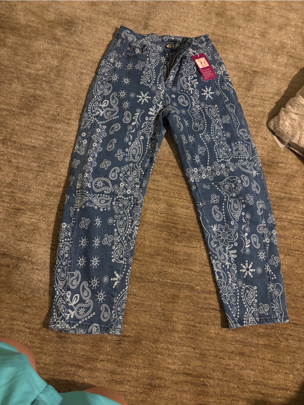 Blue Paisley Print Women's Jeans